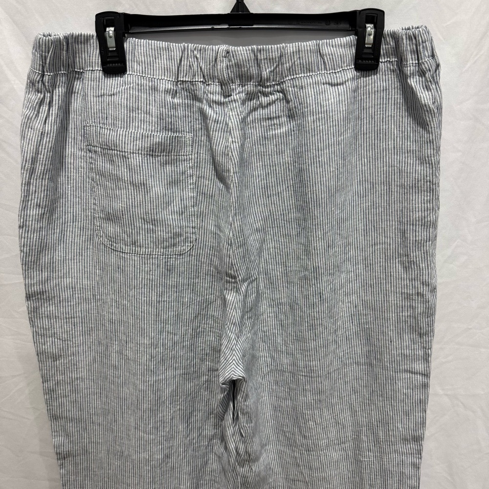 Quince Linen Pull On Pants L Pinstripe Linen Lightweight Summer Trouser Vacation - Picture 7 of 14